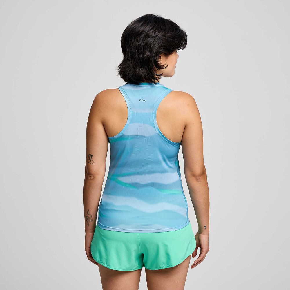 Saucony Stopwatch Graphic Singlet Calm Print | QOBEZ-7348