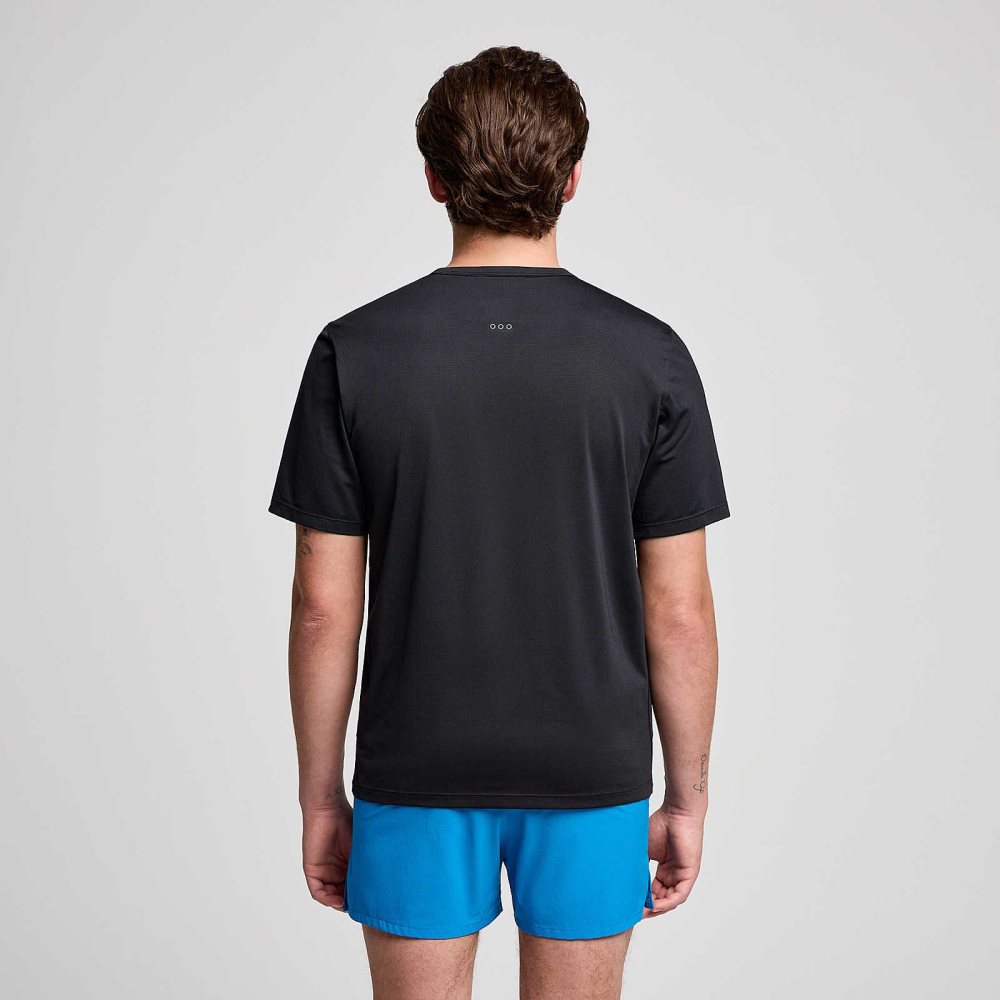 Saucony Stopwatch Short Sleeve Black | OVRGK-4679