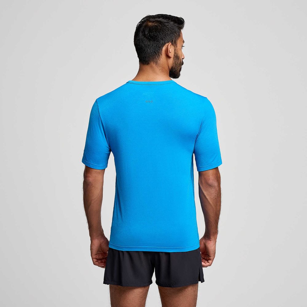 Saucony Stopwatch Short Sleeve Deep Blue | EHZRU-9460