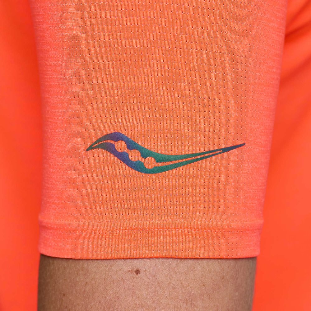 Saucony Stopwatch Short Sleeve ViZiRed | ONLBQ-8391