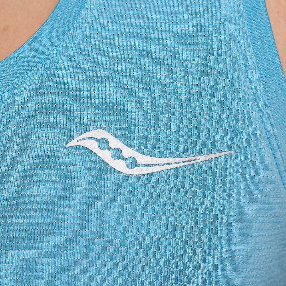 Saucony Stopwatch Singlet Turquoise | OJTUI-1702