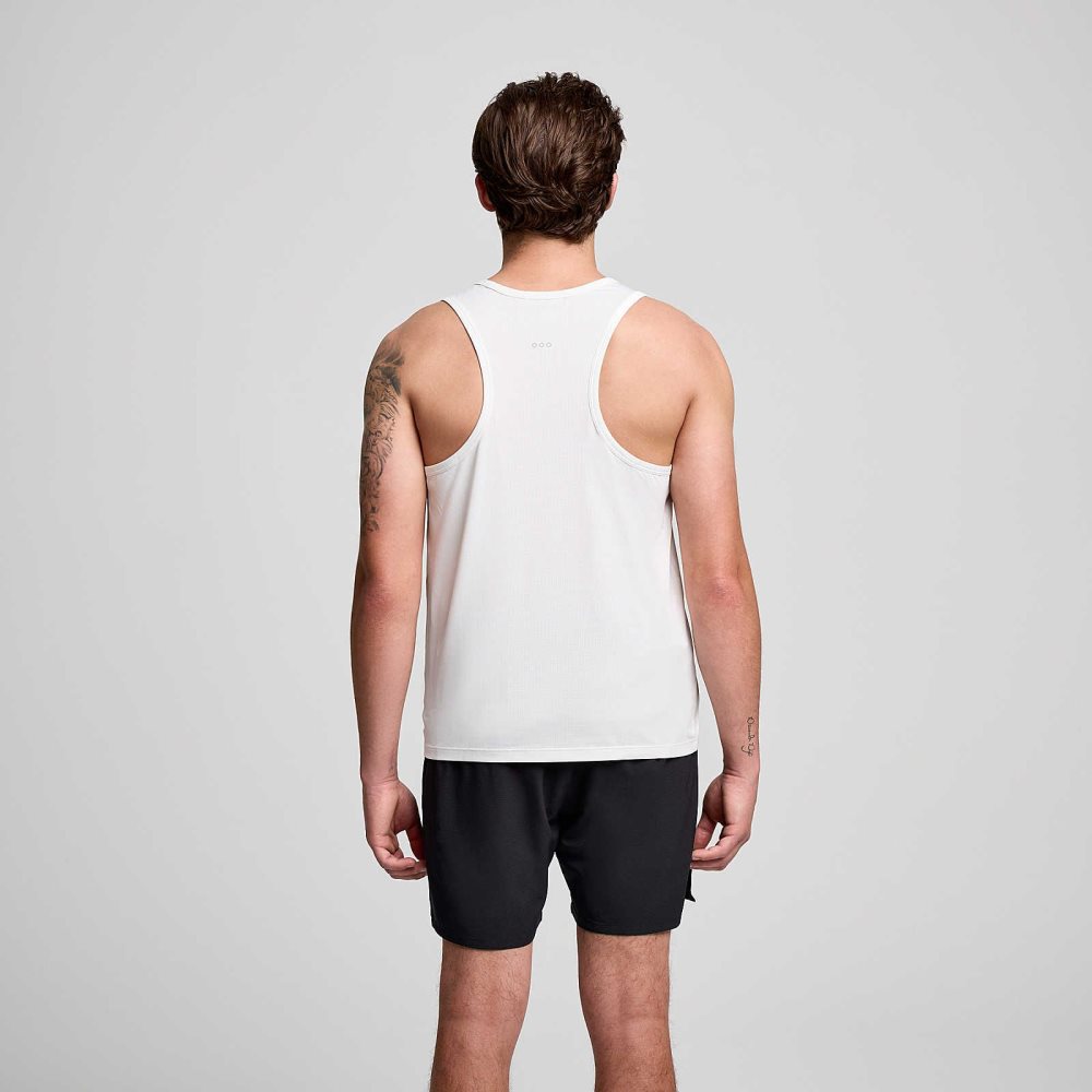 Saucony Stopwatch Singlet White | IQBET-0294