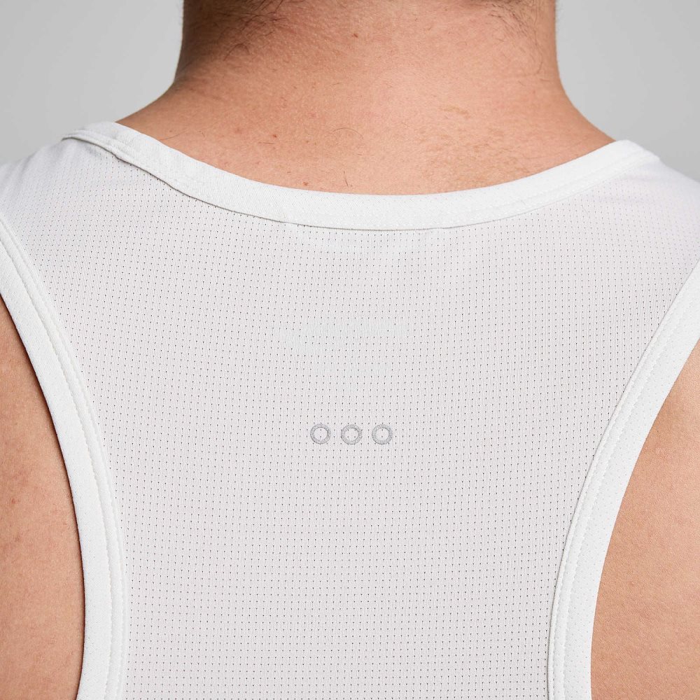 Saucony Stopwatch Singlet White | IQBET-0294