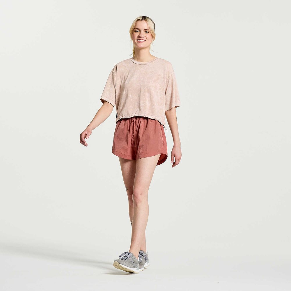 Saucony Unwind Crop Short Sleeve Rose | QCEBW-2150