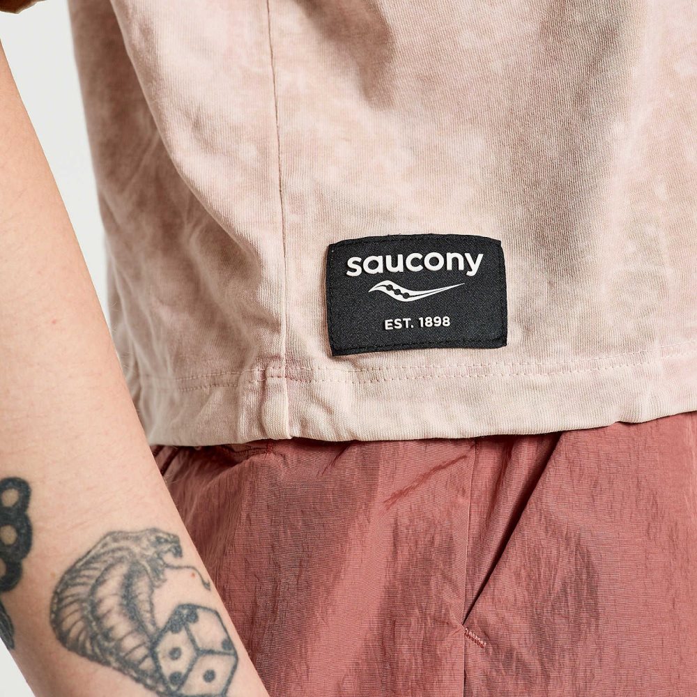 Saucony Unwind Crop Short Sleeve Rose | QCEBW-2150